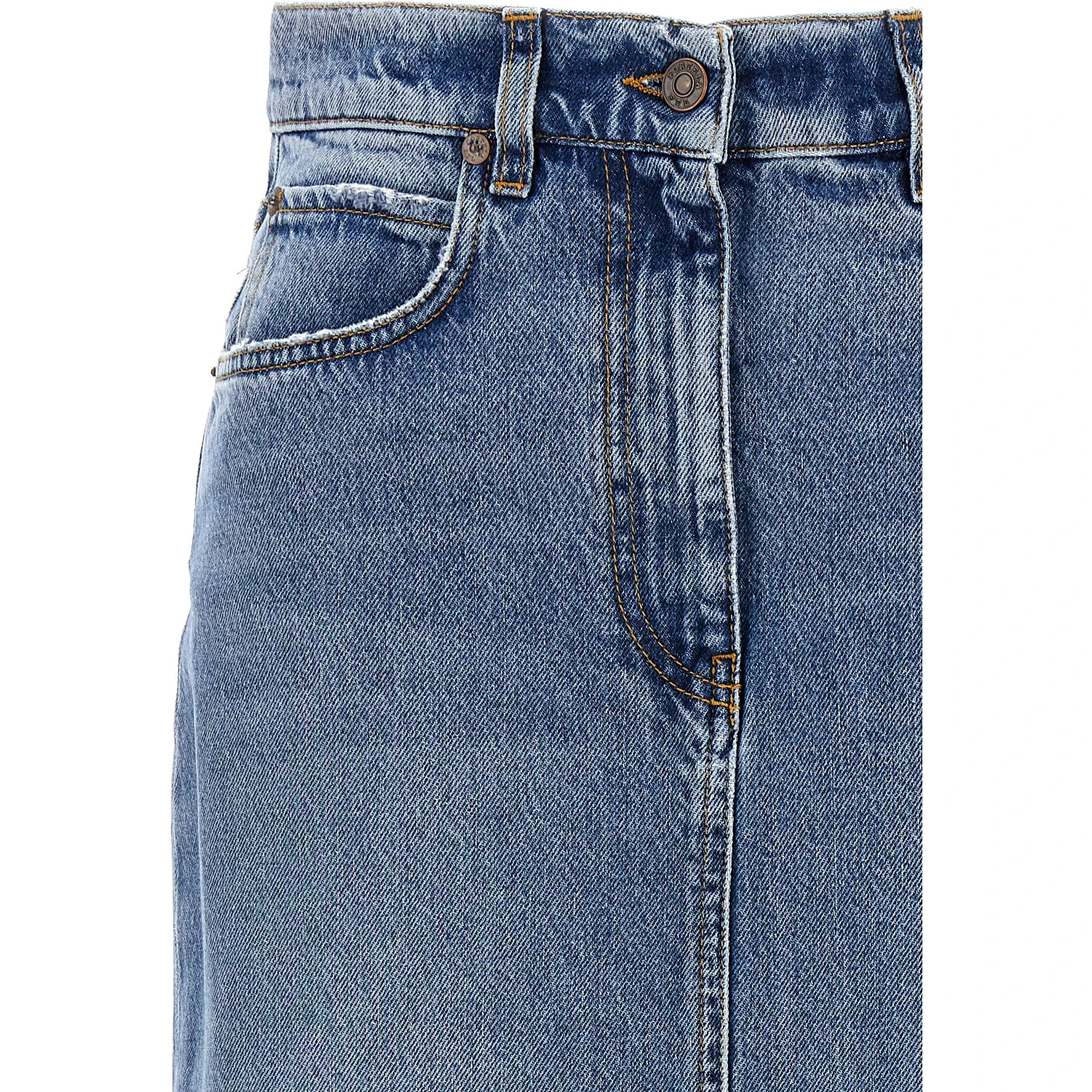 Blue Cotton Mini Skirt