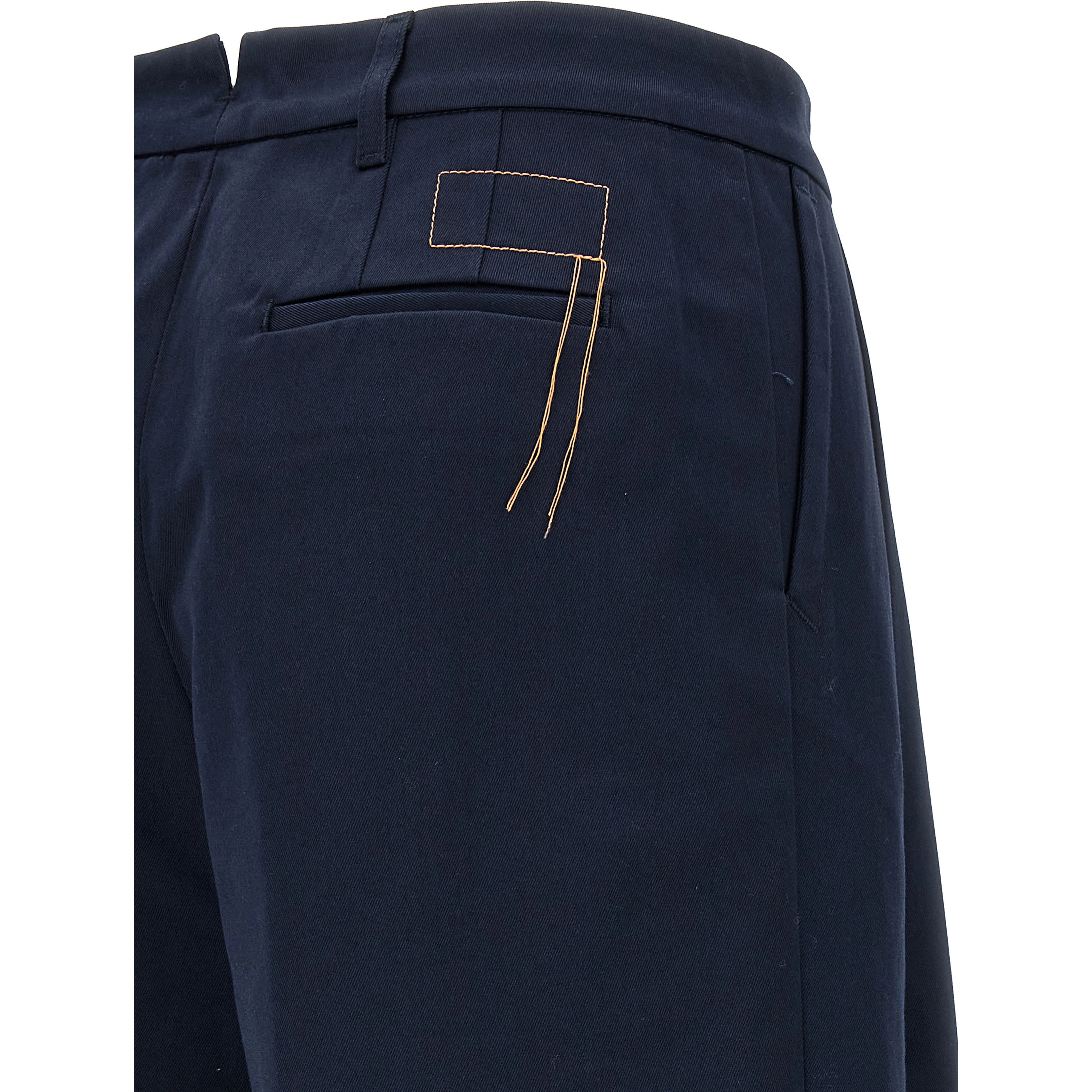Blue Cotton Casual Pants