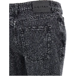 Black Cotton Flared Jeans