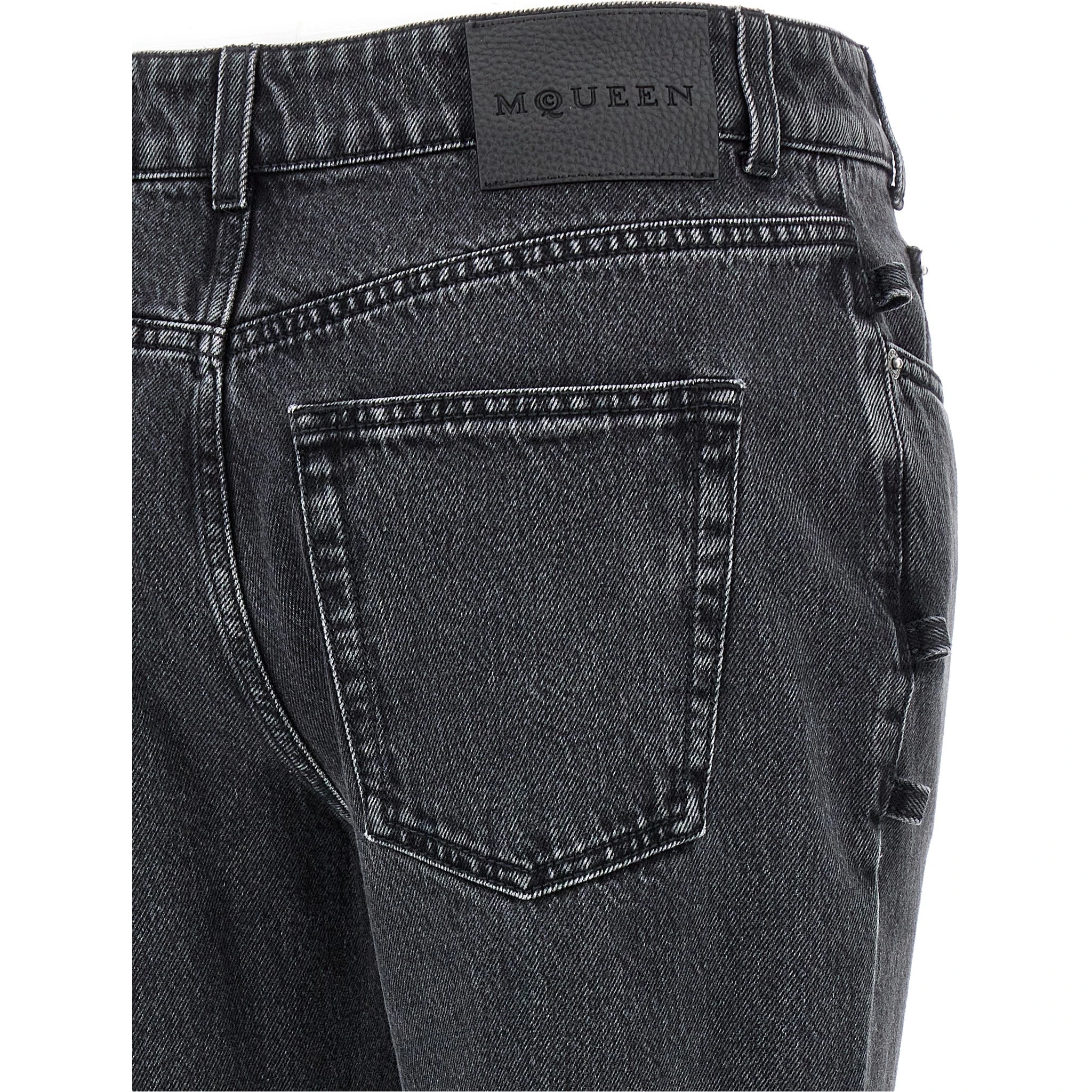 Black Cotton Flared Jeans