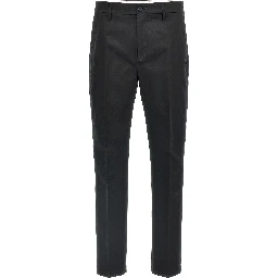 Black Cotton Casual Pants