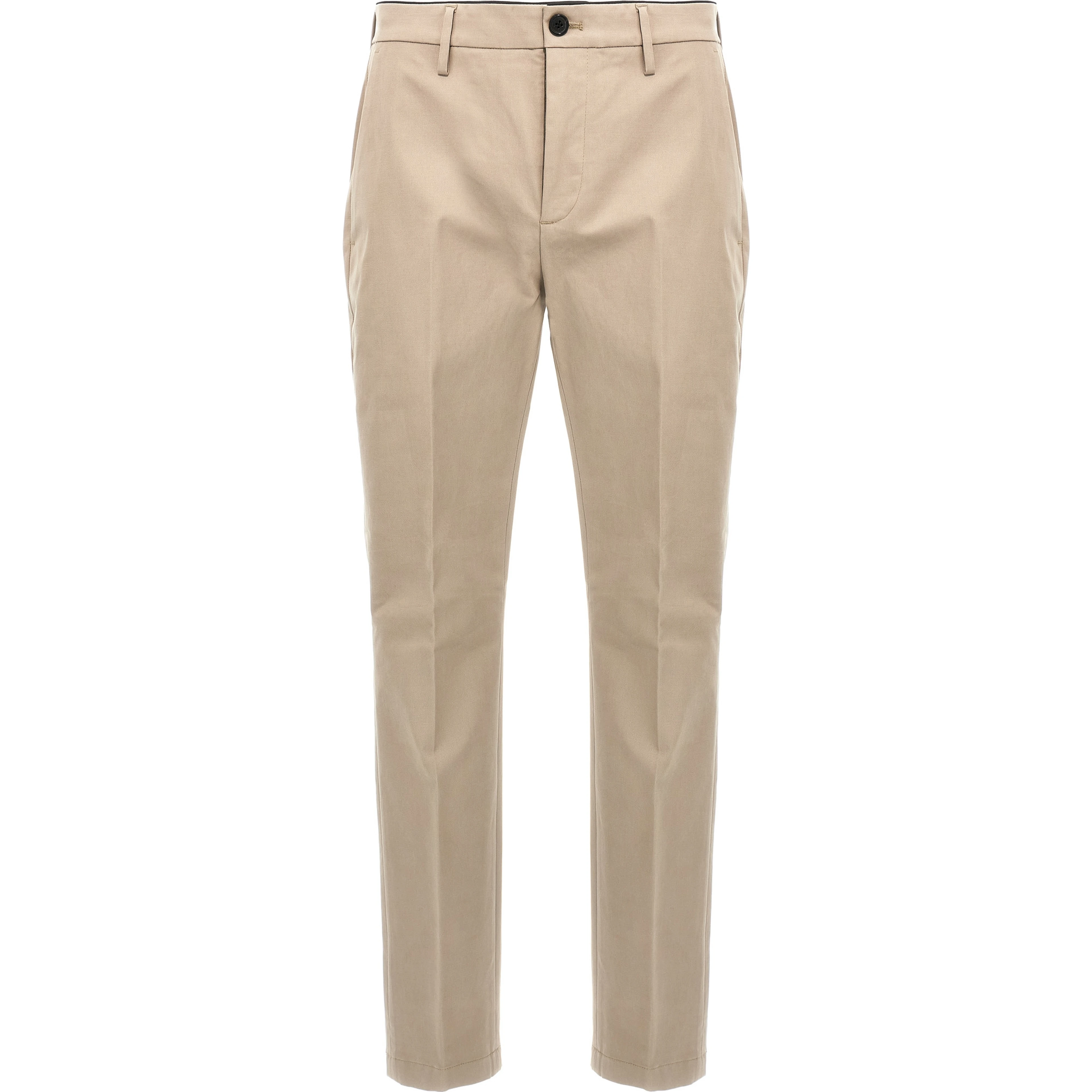 Beige Cotton Casual Pants
