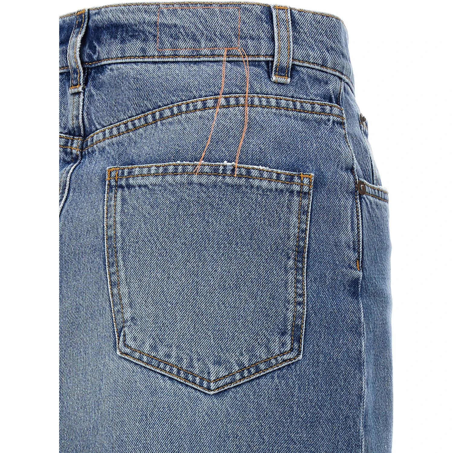 Blue Cotton Mini Skirt