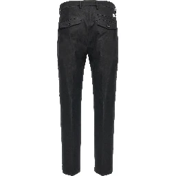 Black Cotton Casual Pants