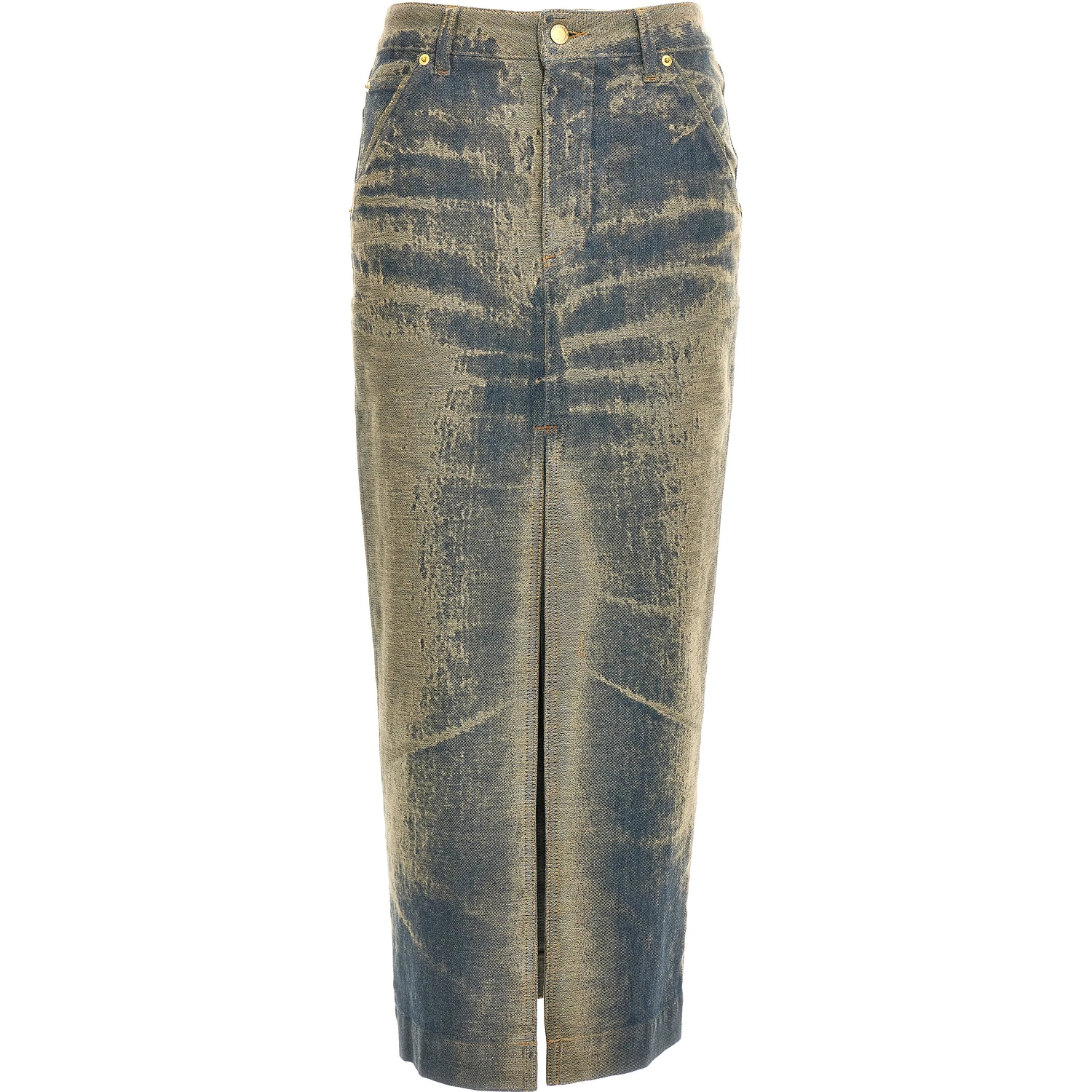 Blue Cotton Mini Skirt