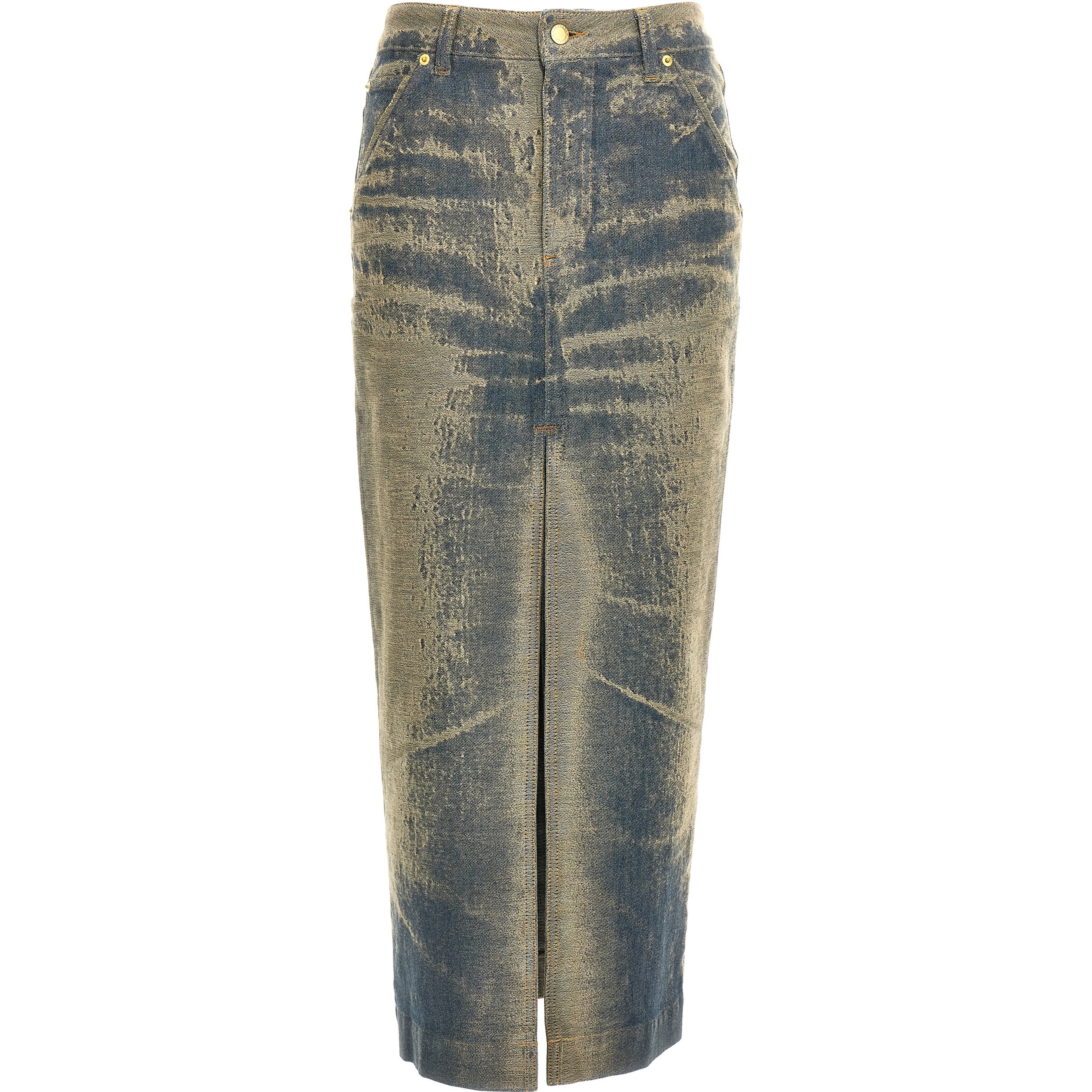 Blue Cotton Mini Skirt