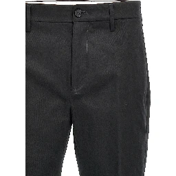 Black Cotton Casual Pants