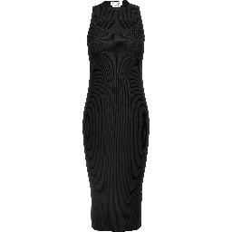 Black Viscose Midi Dress