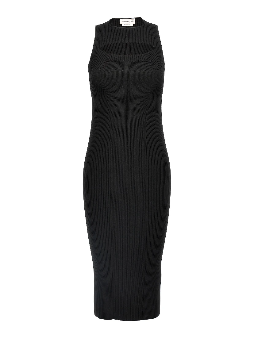 Black Viscose Midi Dress