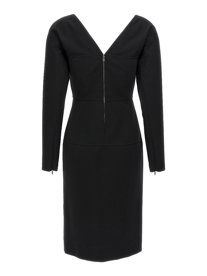 Black Viscose Midi Dress