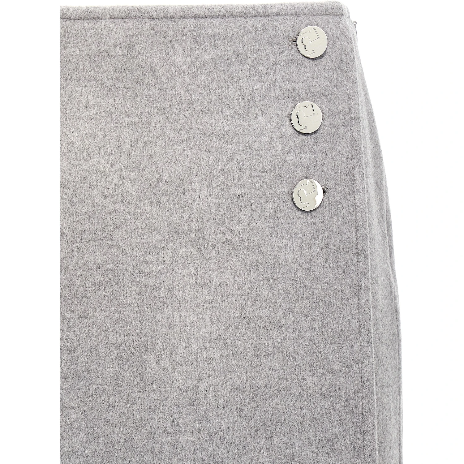 Gray Wool Long Skirt