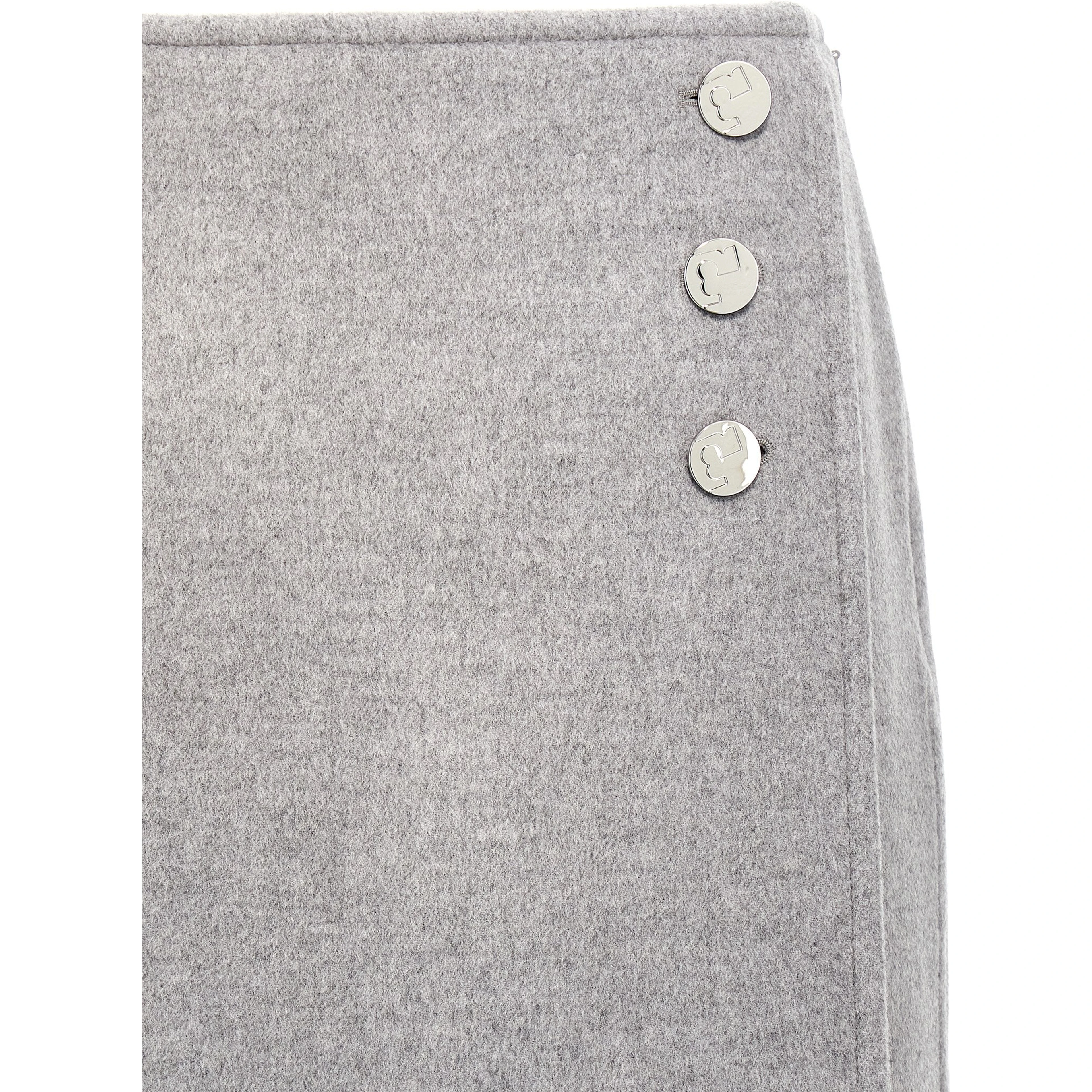 Gray Wool Long Skirt