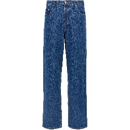 Blue Cotton Straight-Leg Jeans