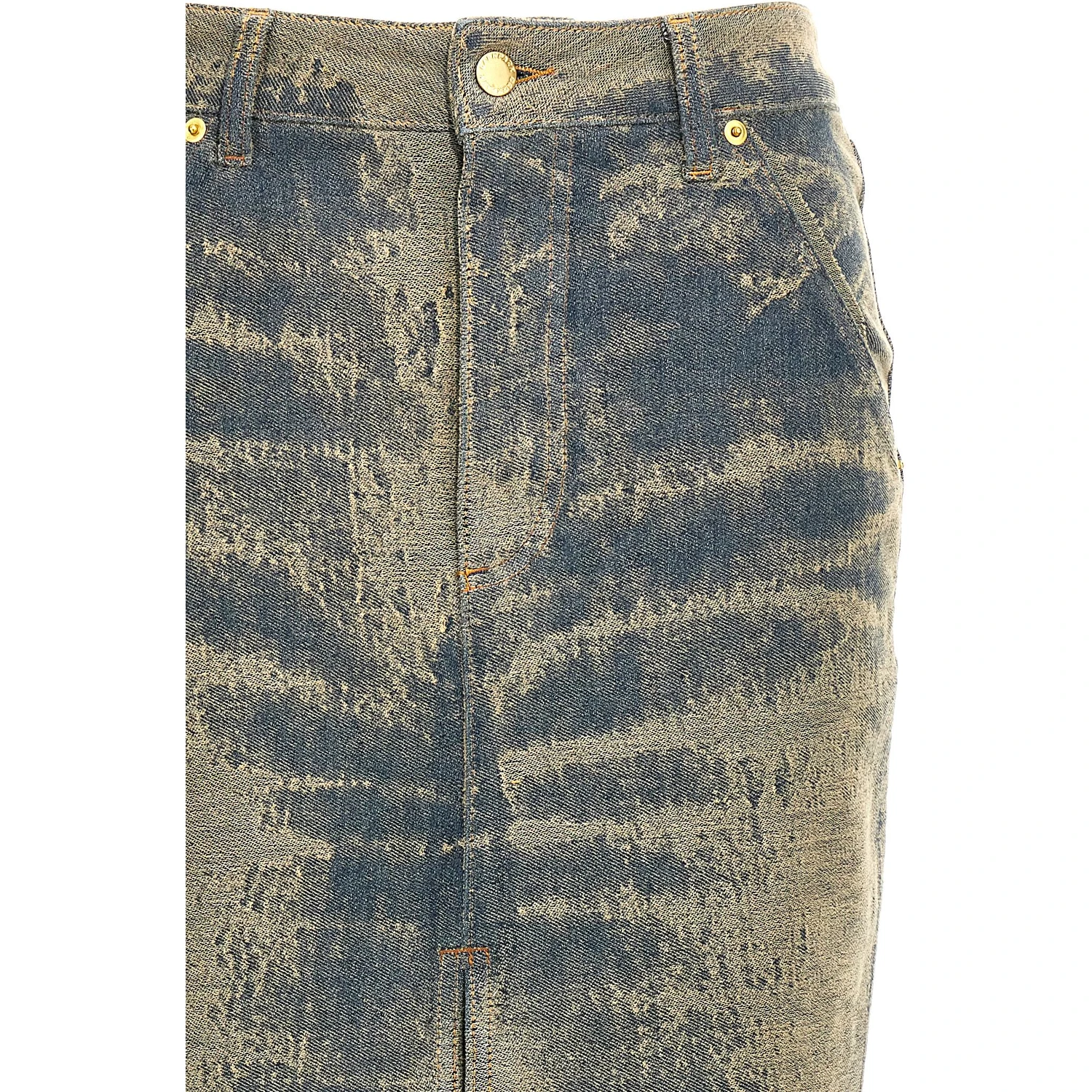 Blue Cotton Mini Skirt
