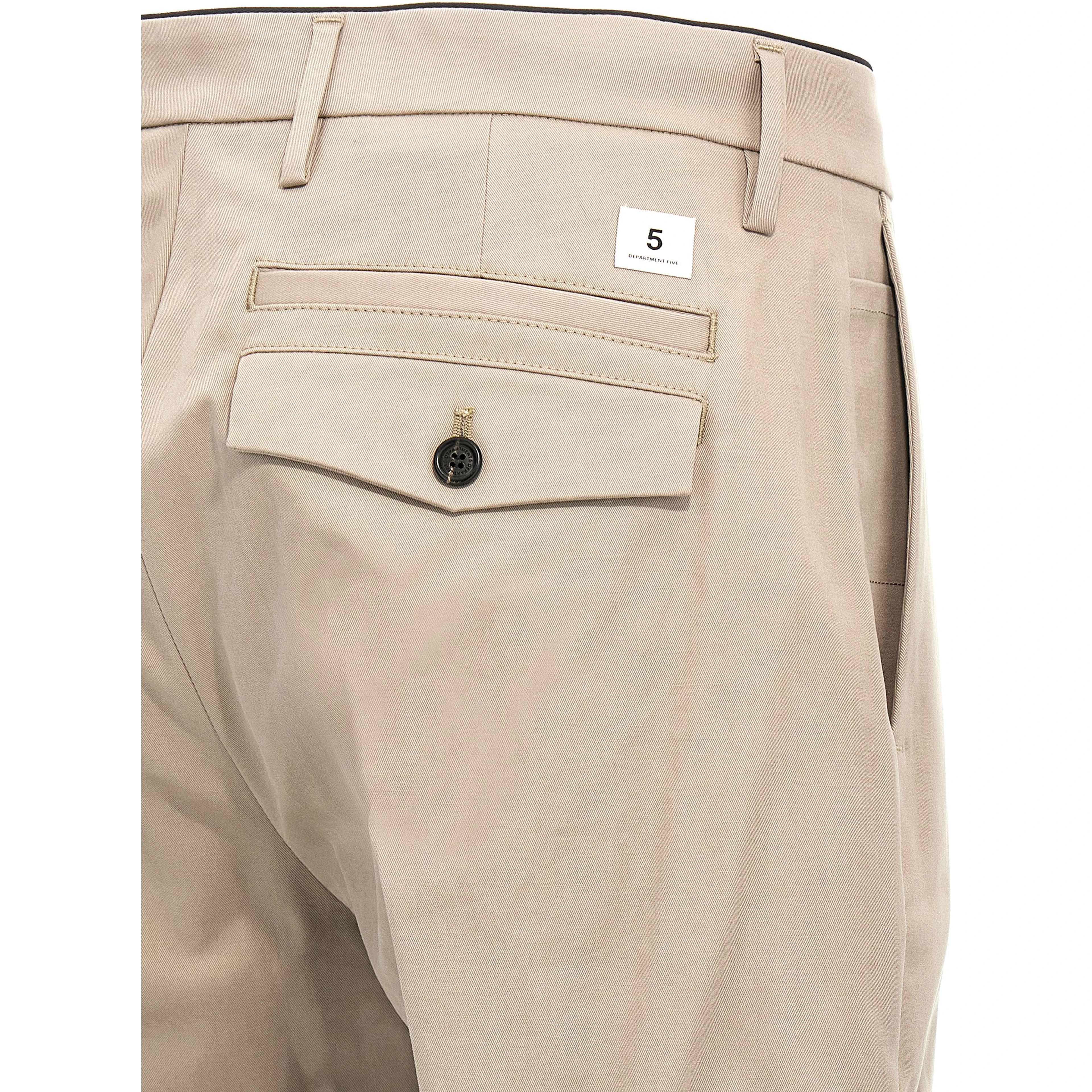Beige Cotton Casual Pants