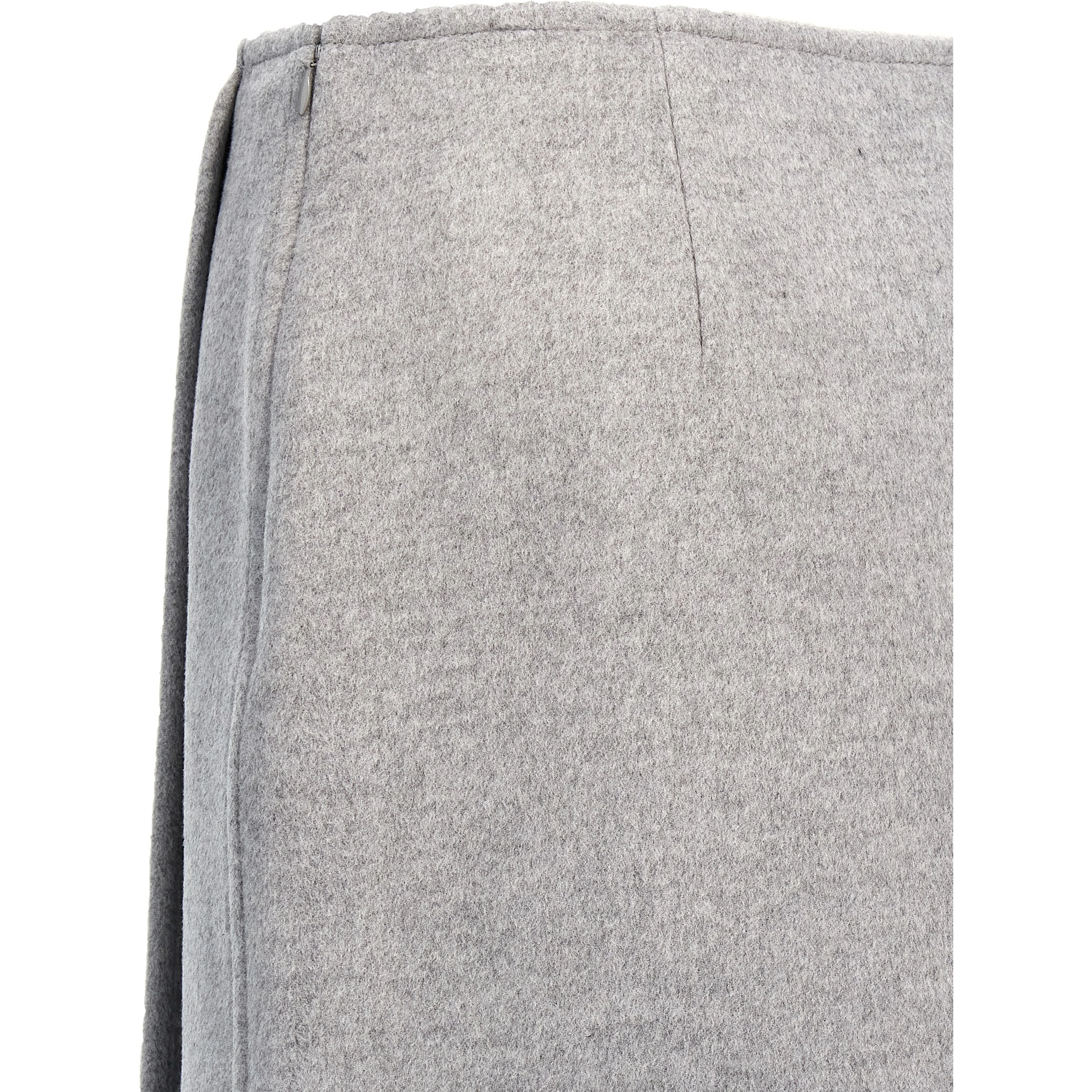 Gray Wool Long Skirt