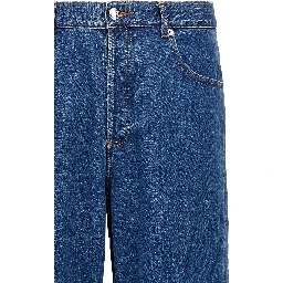 Blue Cotton Straight-Leg Jeans
