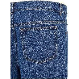 Blue Cotton Straight-Leg Jeans