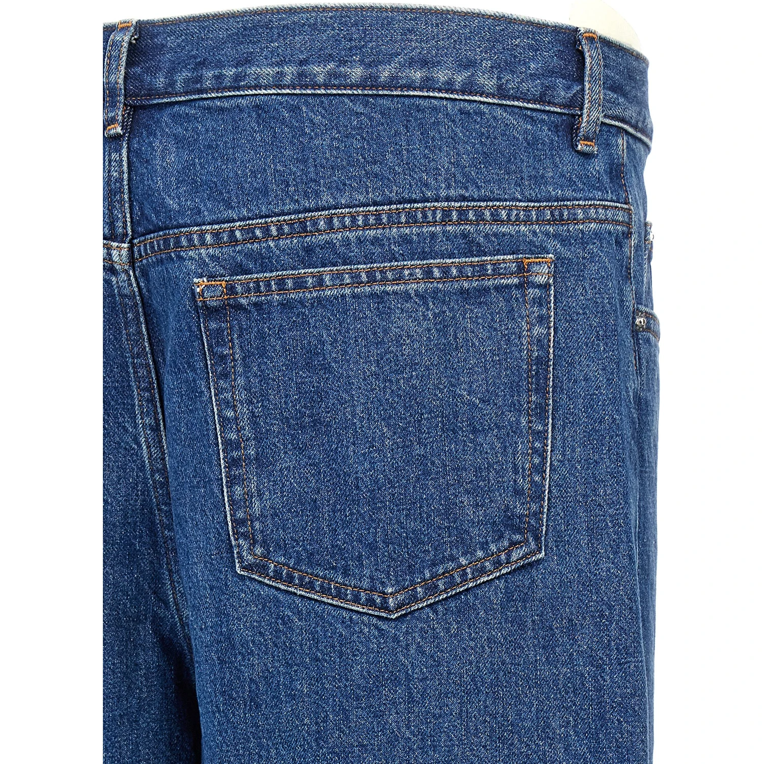 Blue Cotton Straight-Leg Jeans