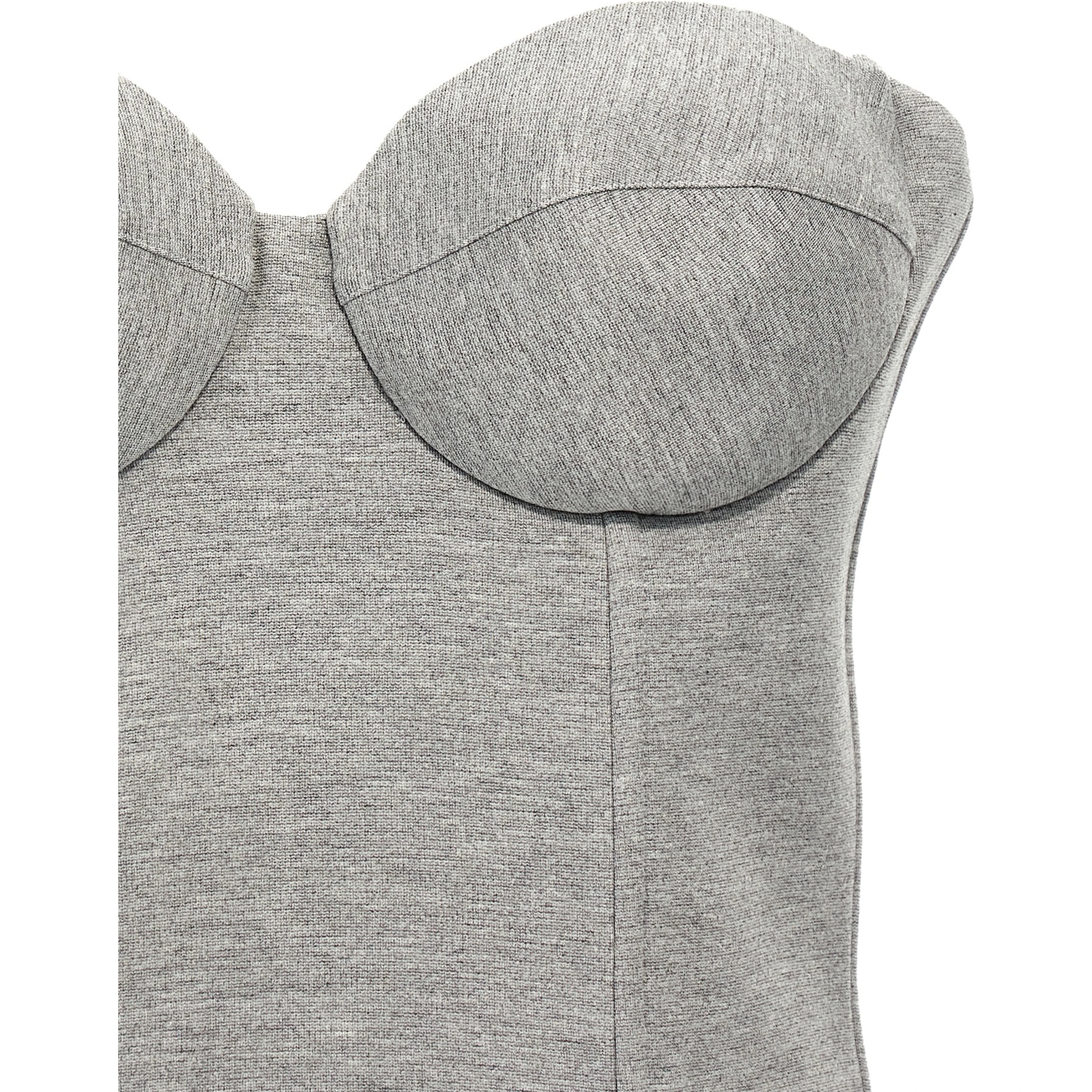 Gray Viscose Sleeveles T-Shirt