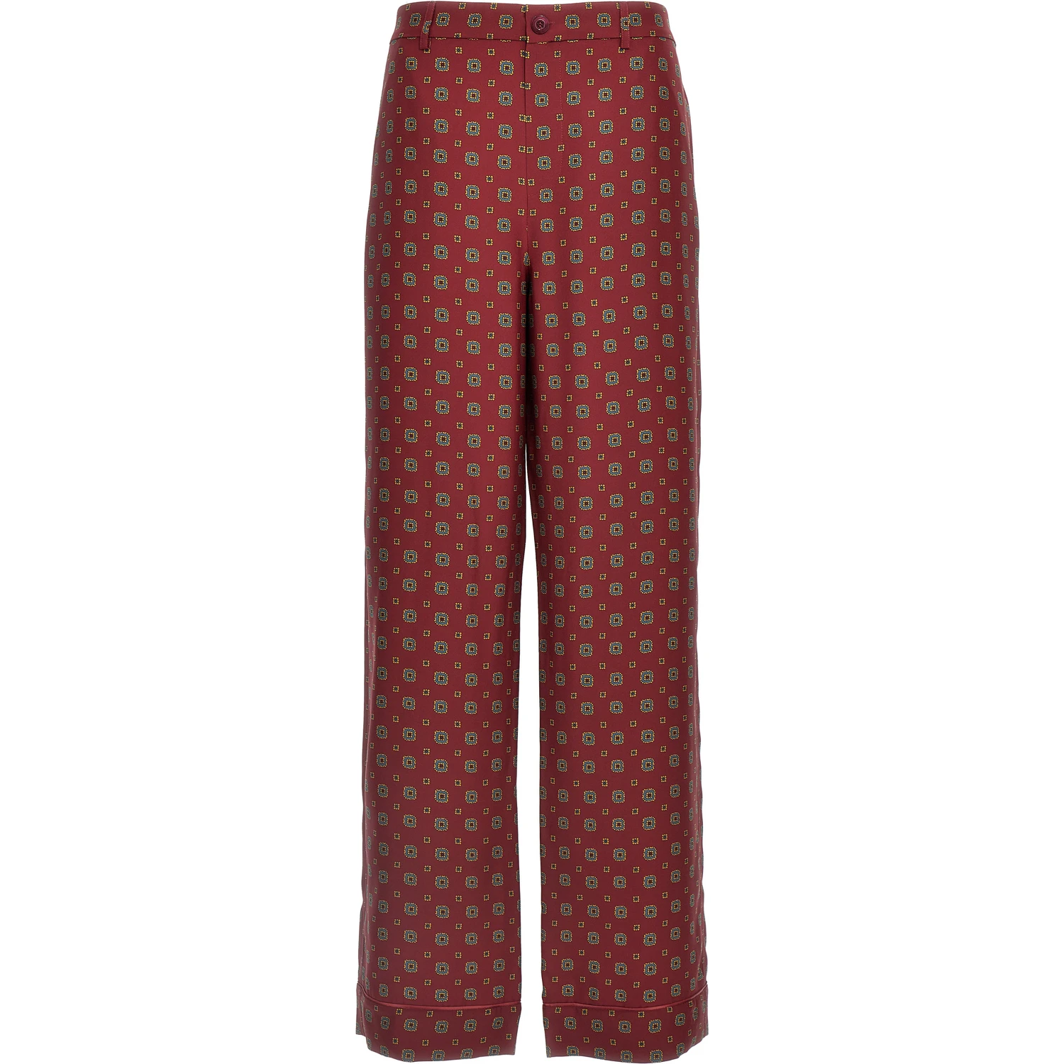 Bordeaux Silk Casual Pants
