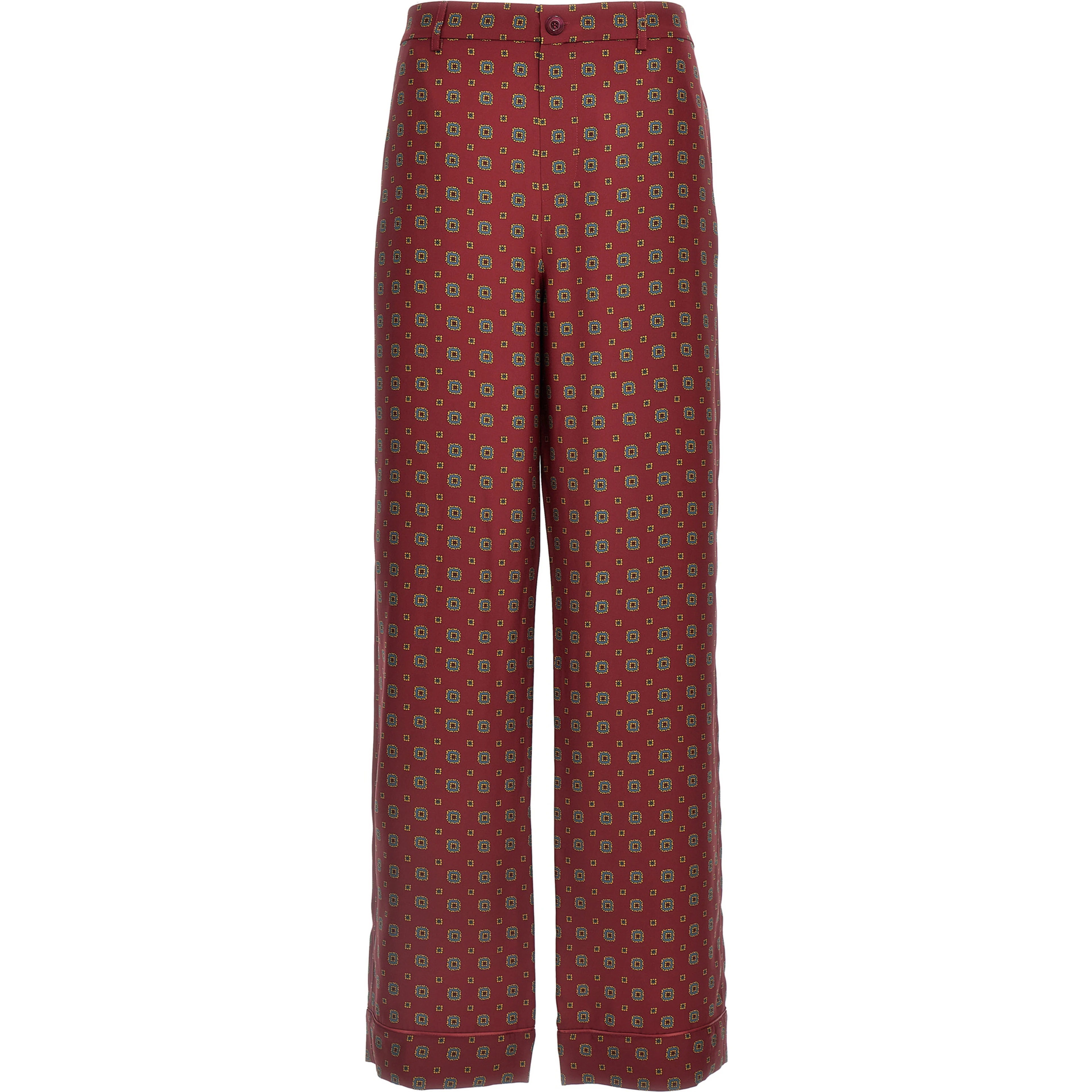 Bordeaux Silk Casual Pants