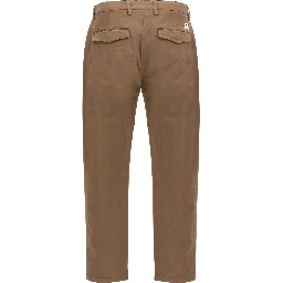 Brown Cotton Casual Pants