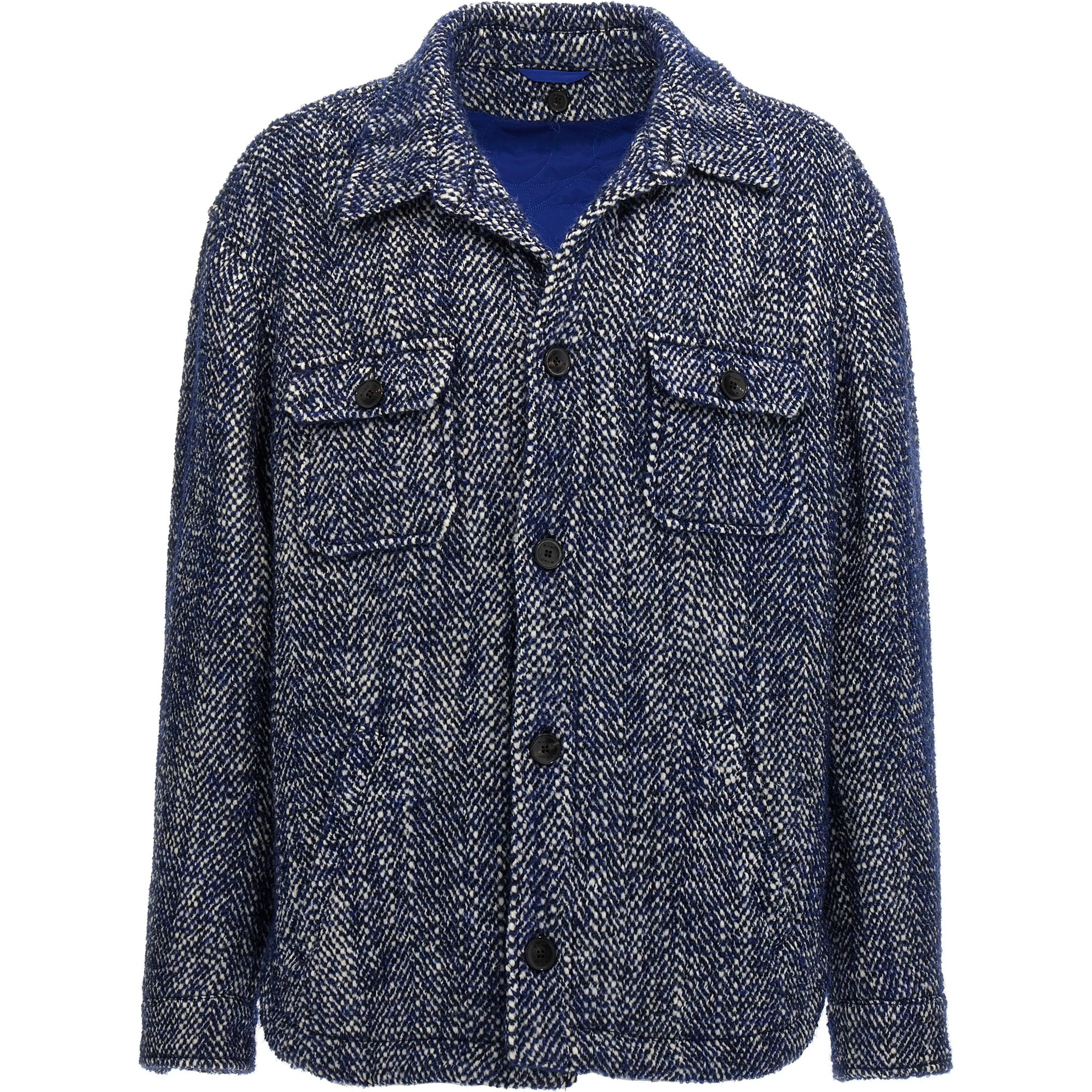 Blue Wool Full-Length Jacket