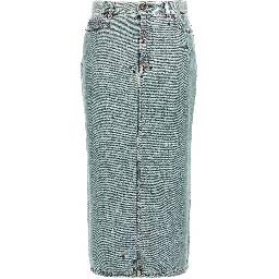 Blue Cotton Midi Skirt