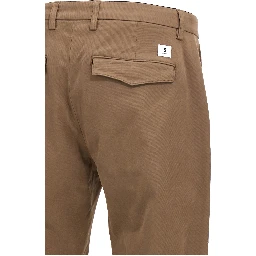 Brown Cotton Casual Pants