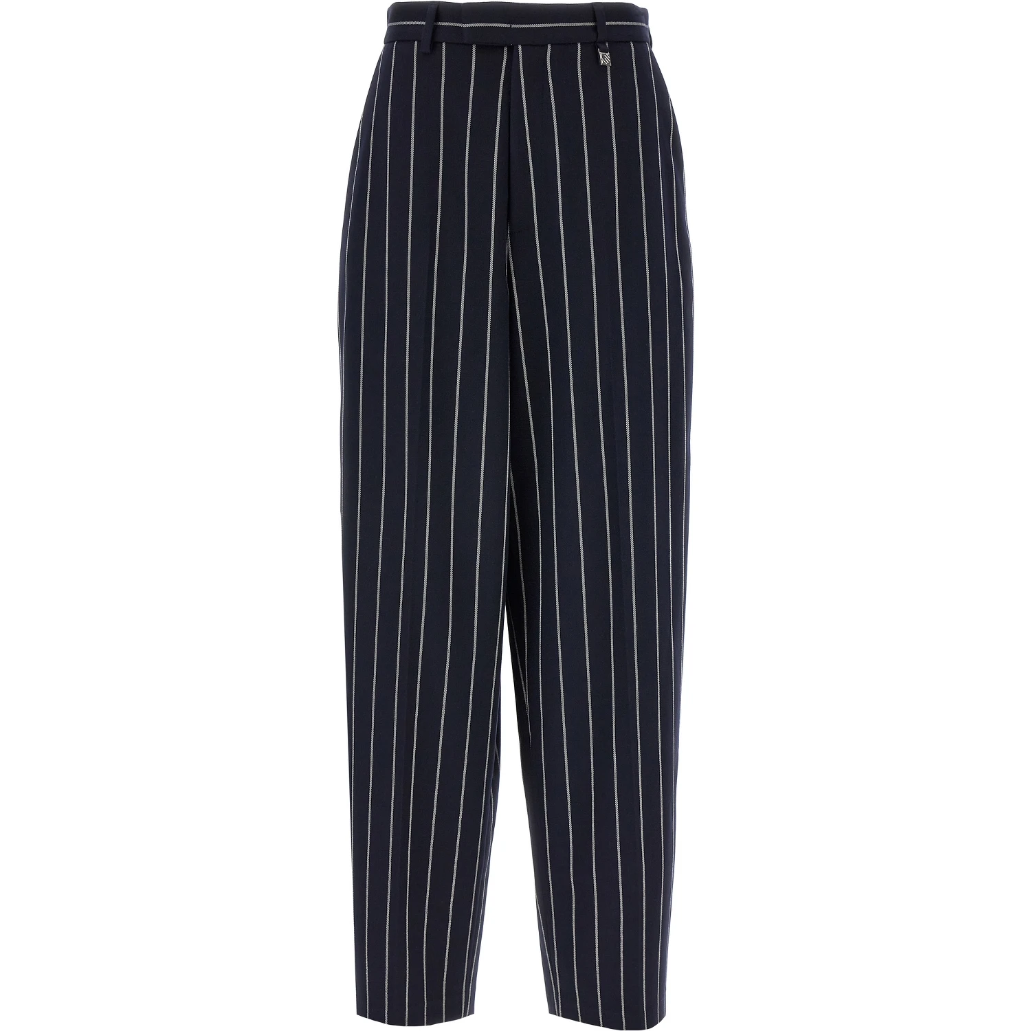 Blue Polyester Casual Pants