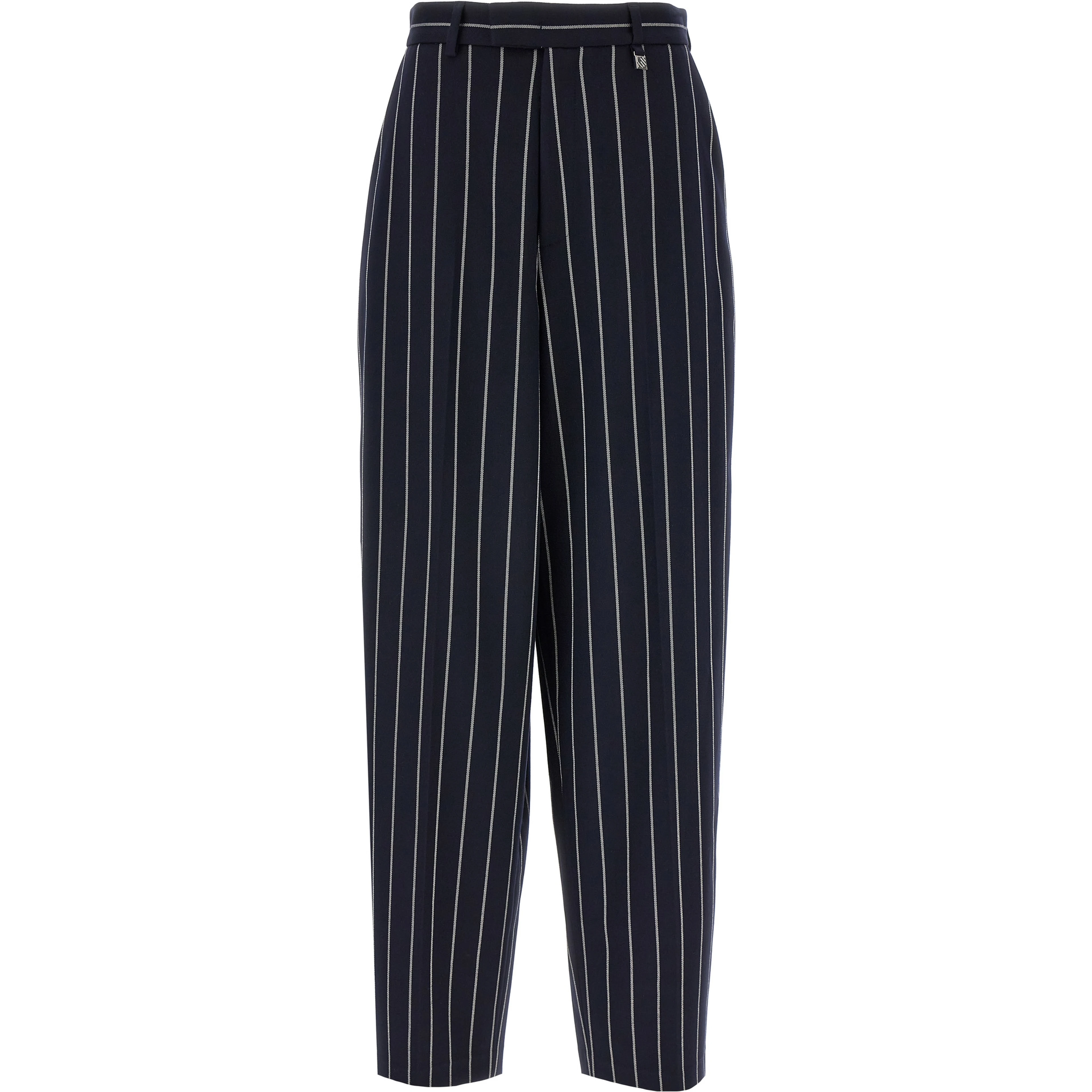 Blue Polyester Casual Pants