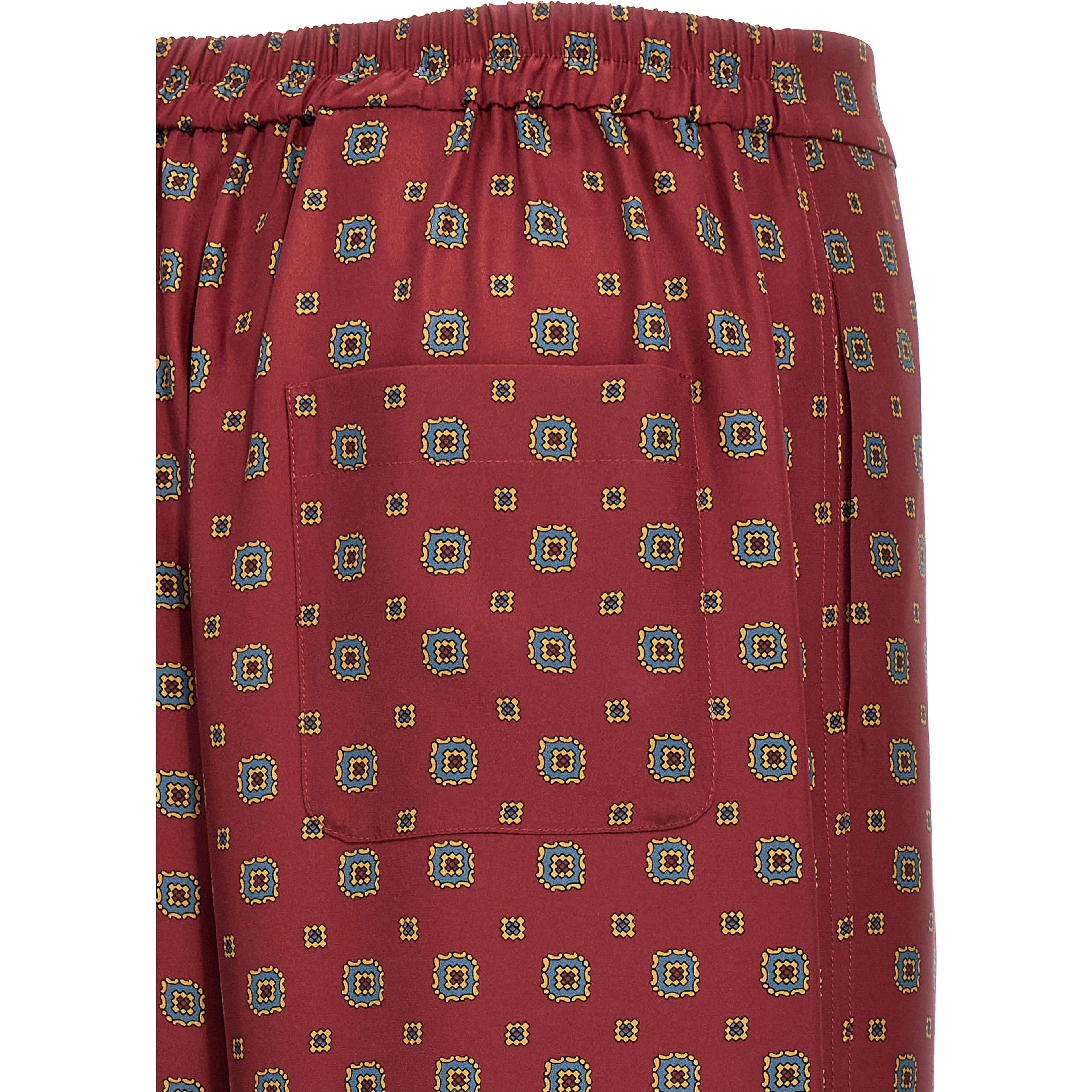 Bordeaux Silk Casual Pants