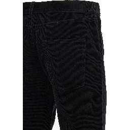 Black Cotton Casual Pants
