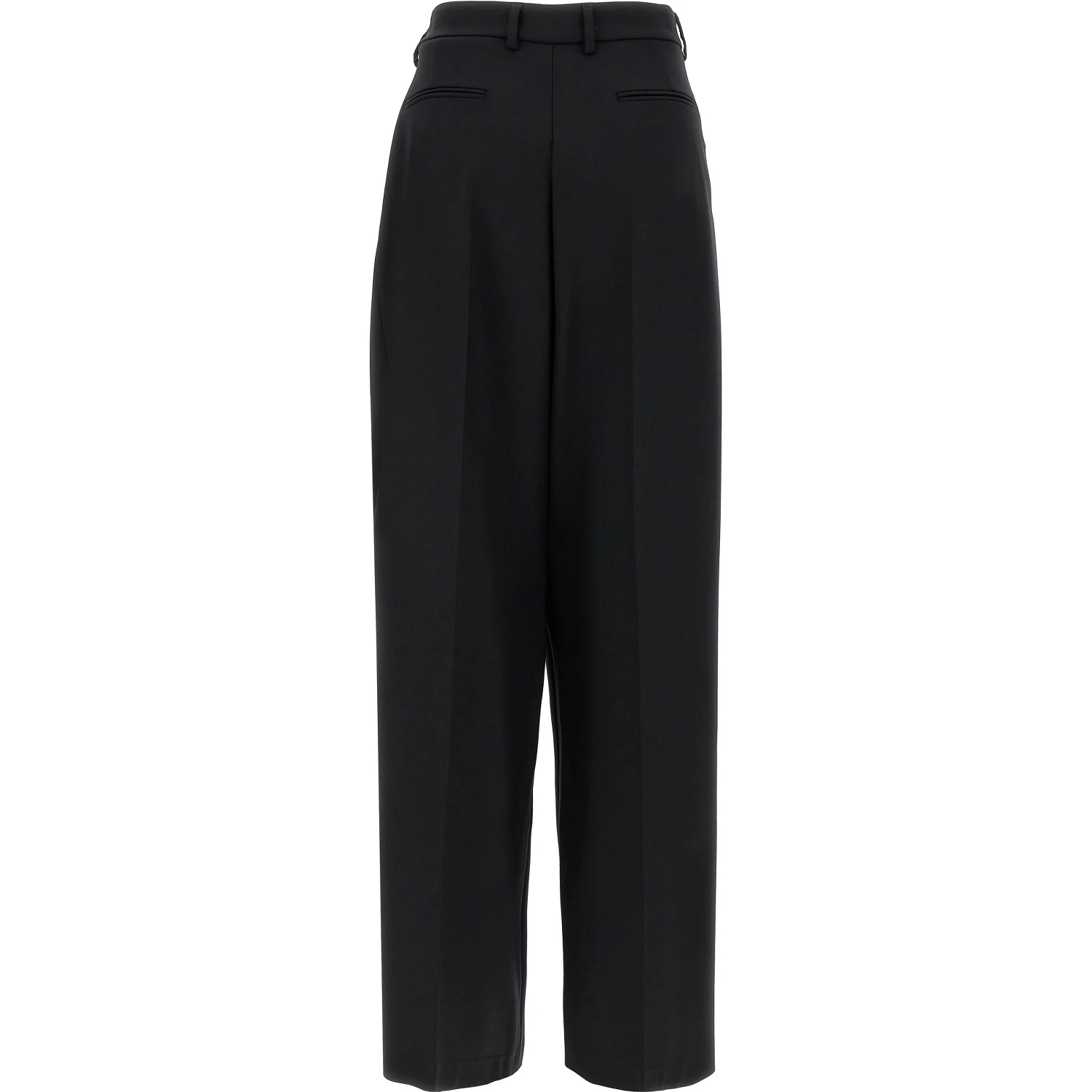 Black Virgin Wool Casual Pants