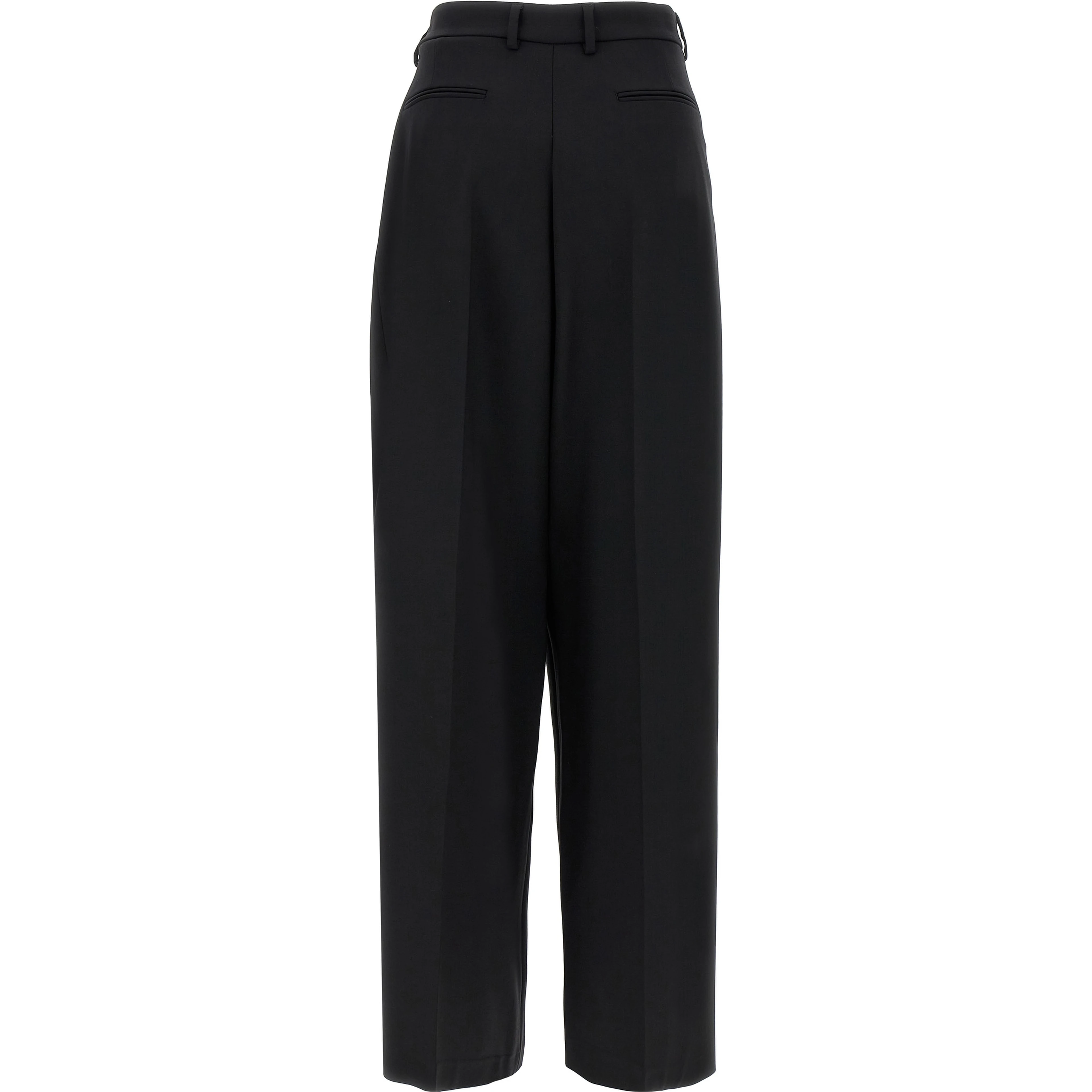Black Virgin Wool Casual Pants