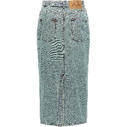 Blue Cotton Midi Skirt