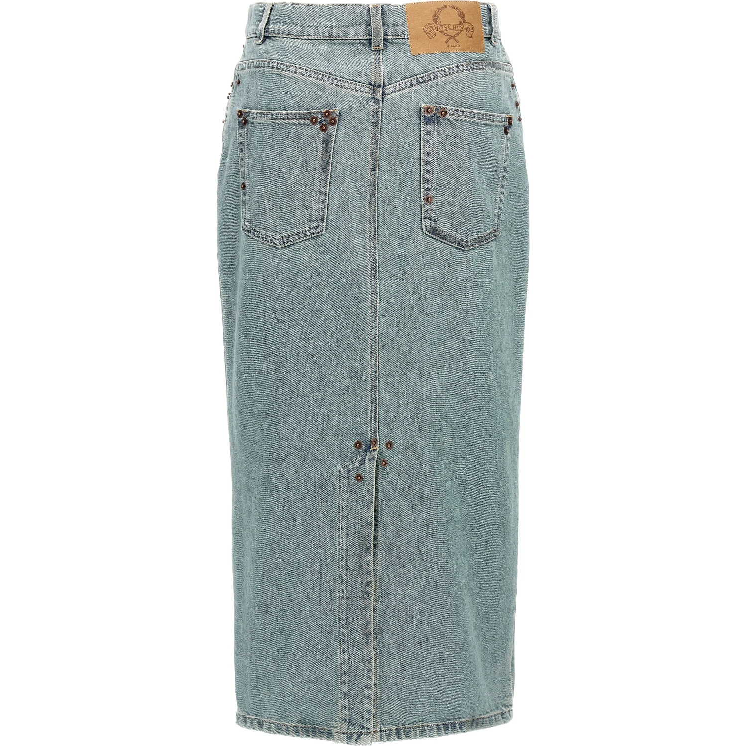 Blue Cotton Midi Skirt