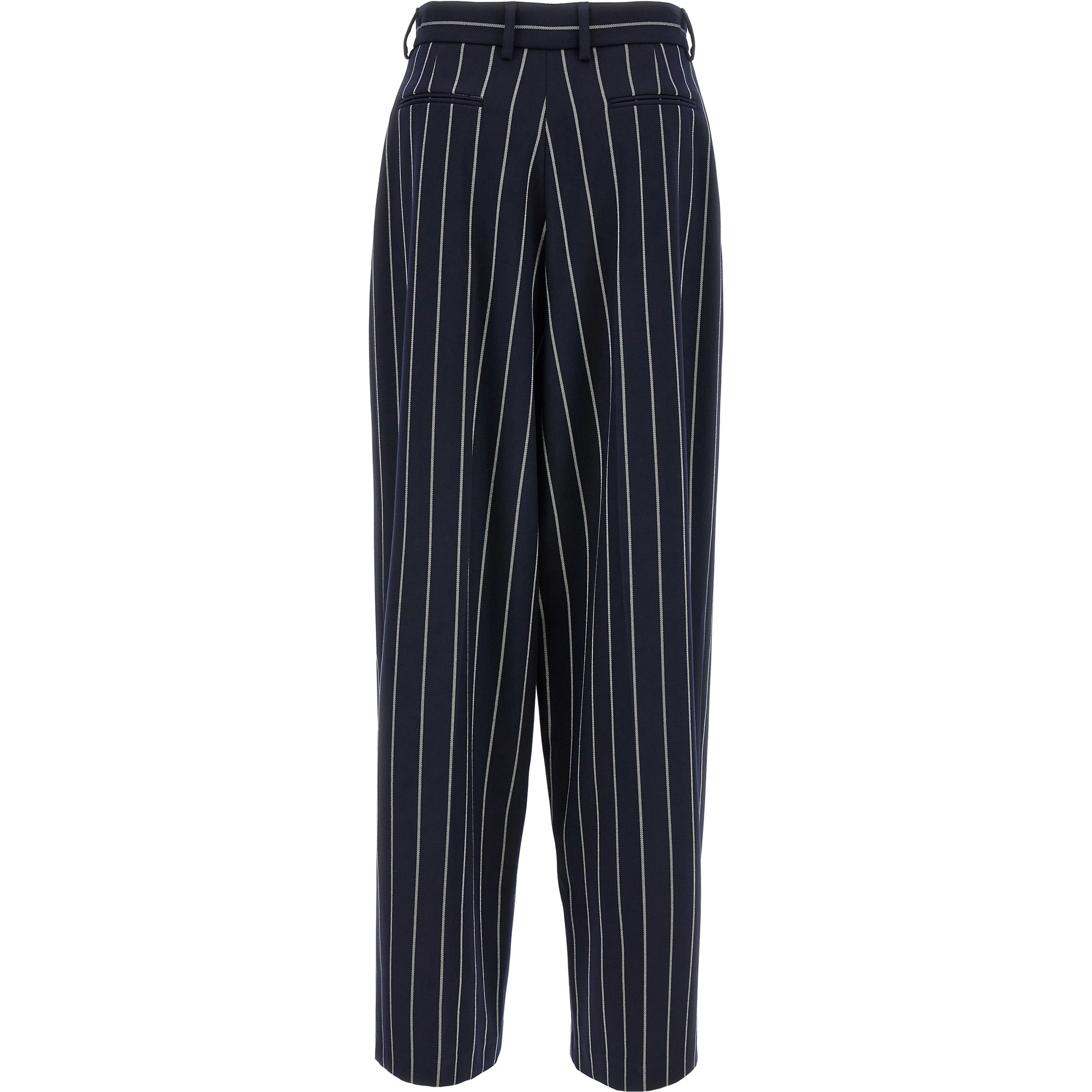 Blue Polyester Casual Pants