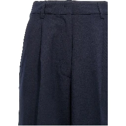 Blue Polyester Casual Pants