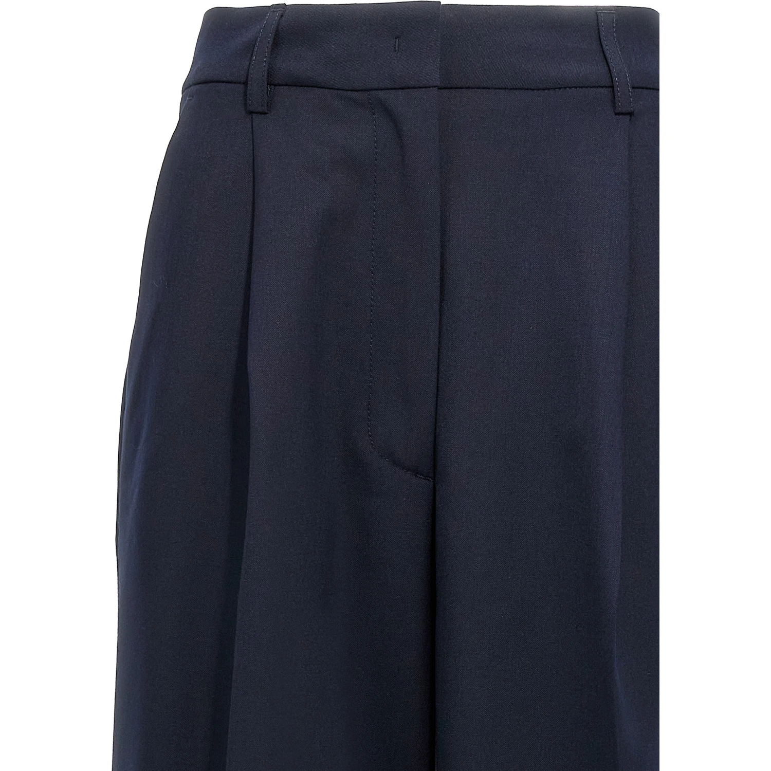 Blue Polyester Casual Pants