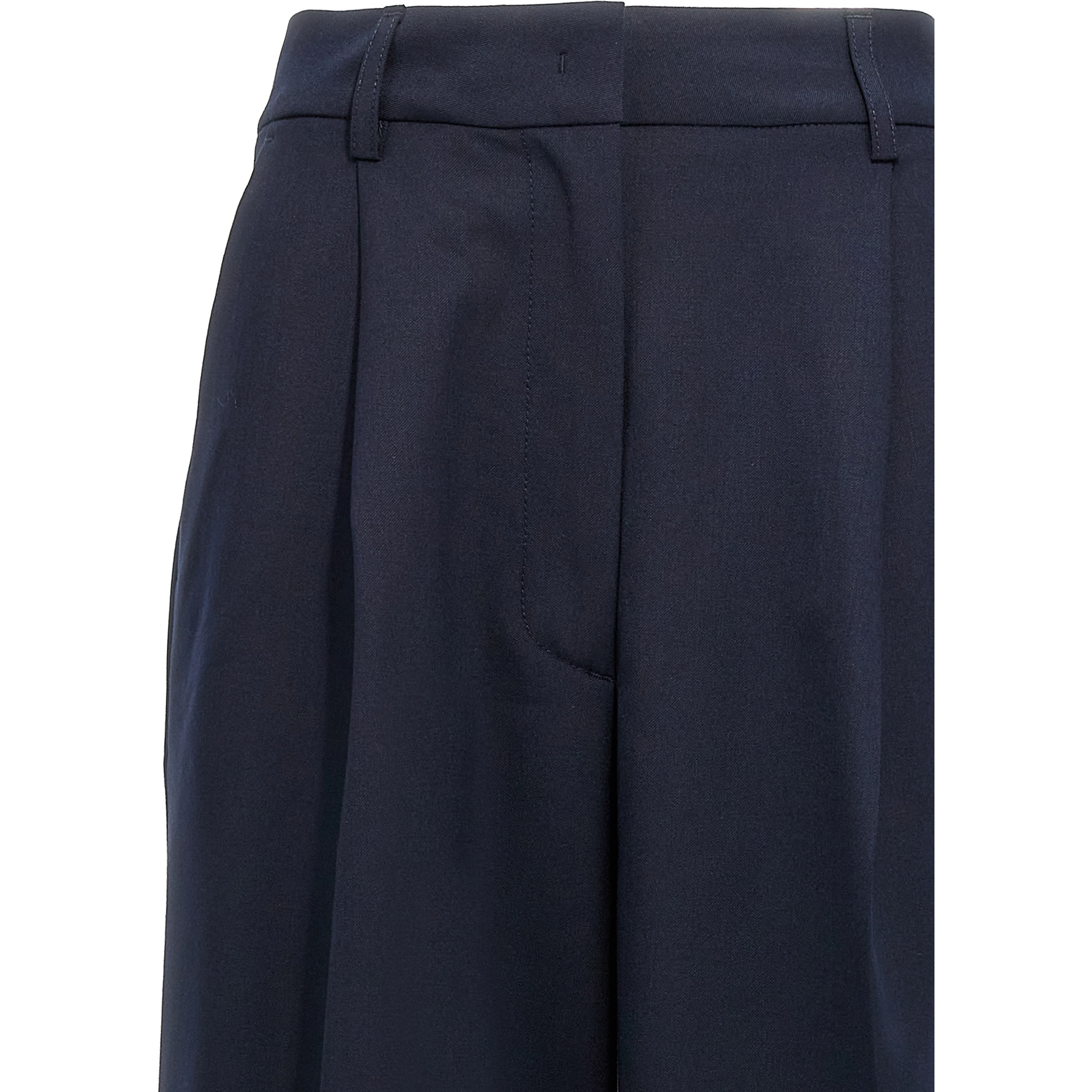 Blue Polyester Casual Pants