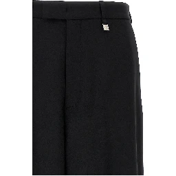 Black Virgin Wool Casual Pants