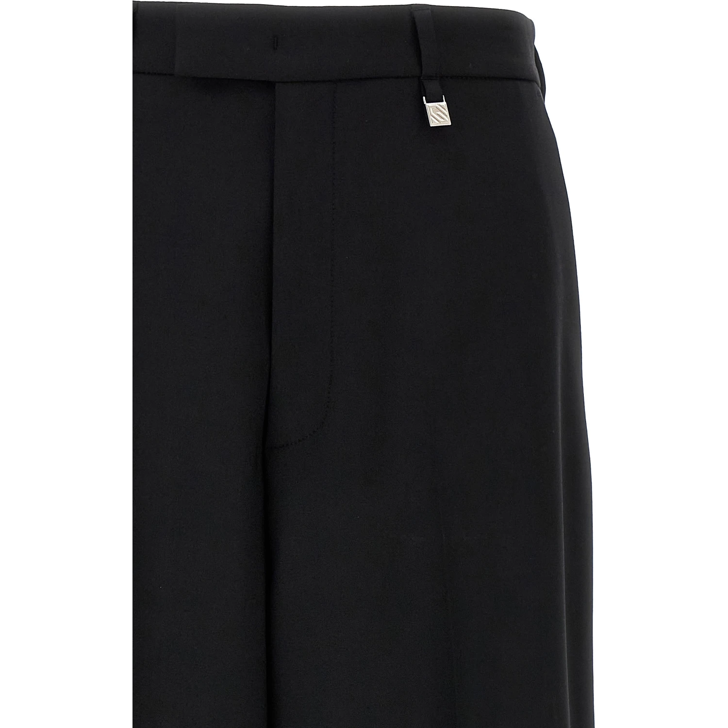Black Virgin Wool Casual Pants