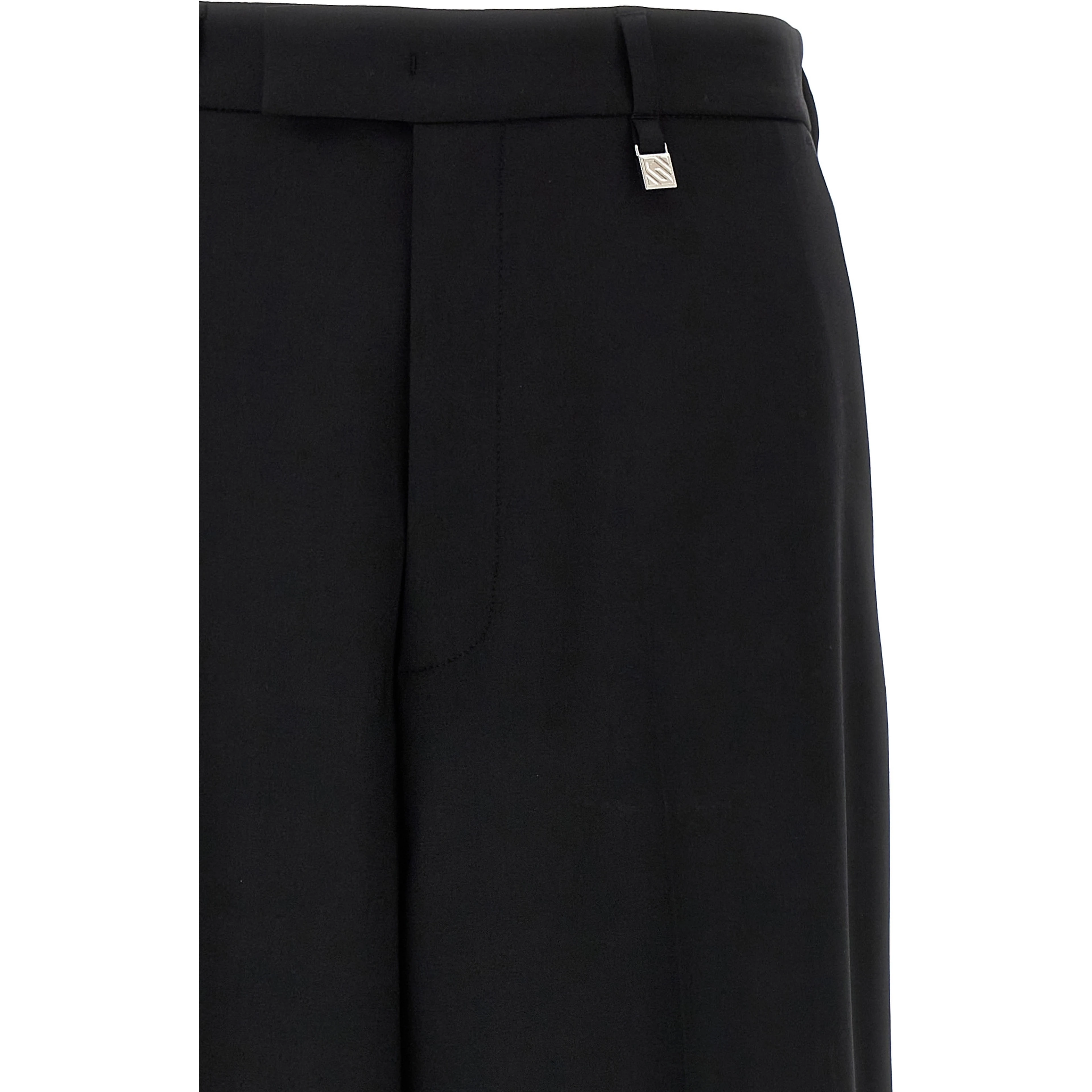 Black Virgin Wool Casual Pants