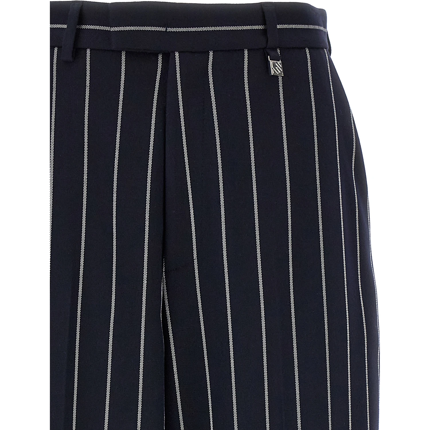 Blue Polyester Casual Pants