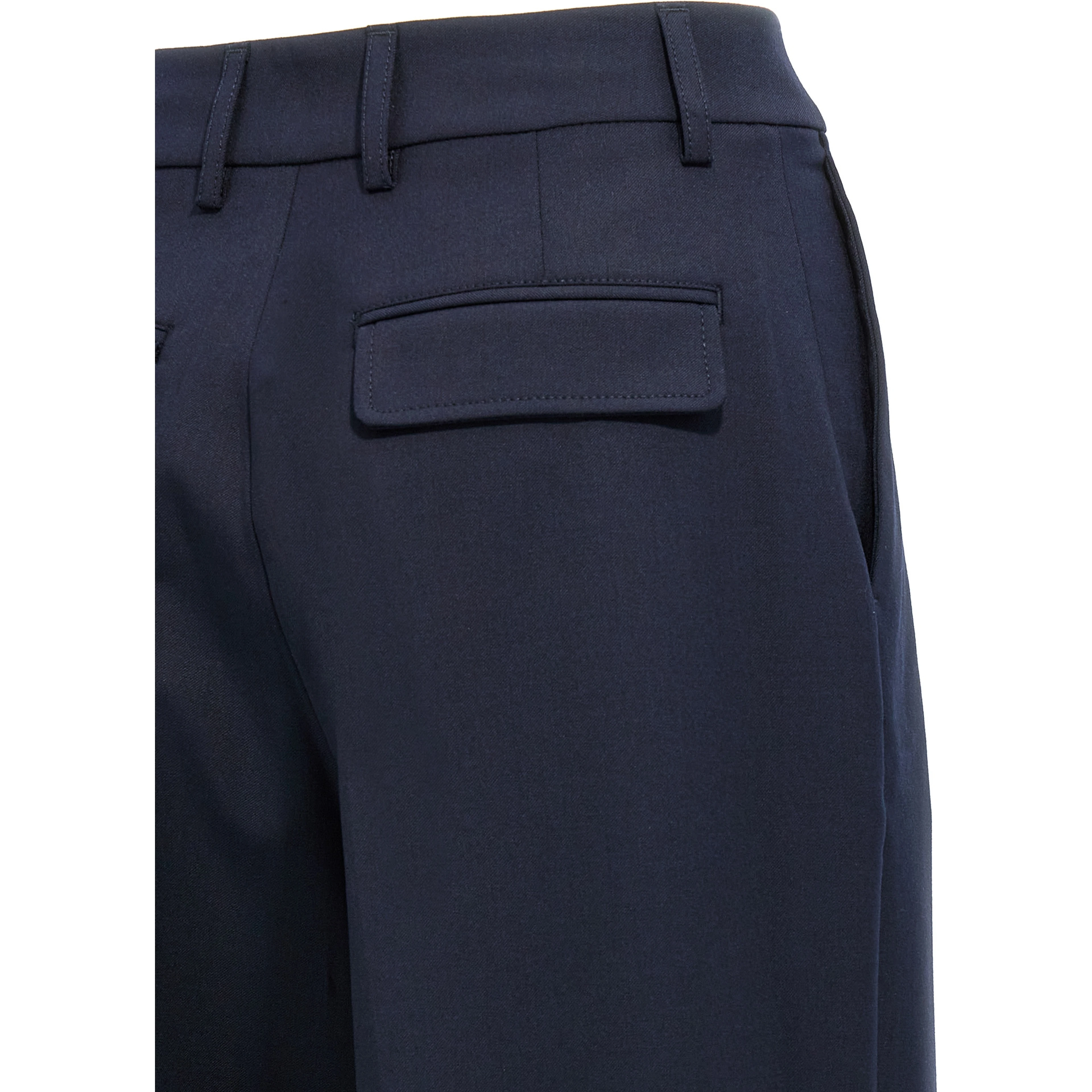 Blue Polyester Casual Pants