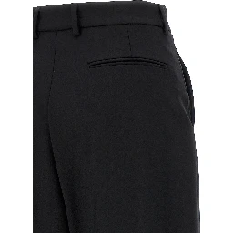 Black Virgin Wool Casual Pants