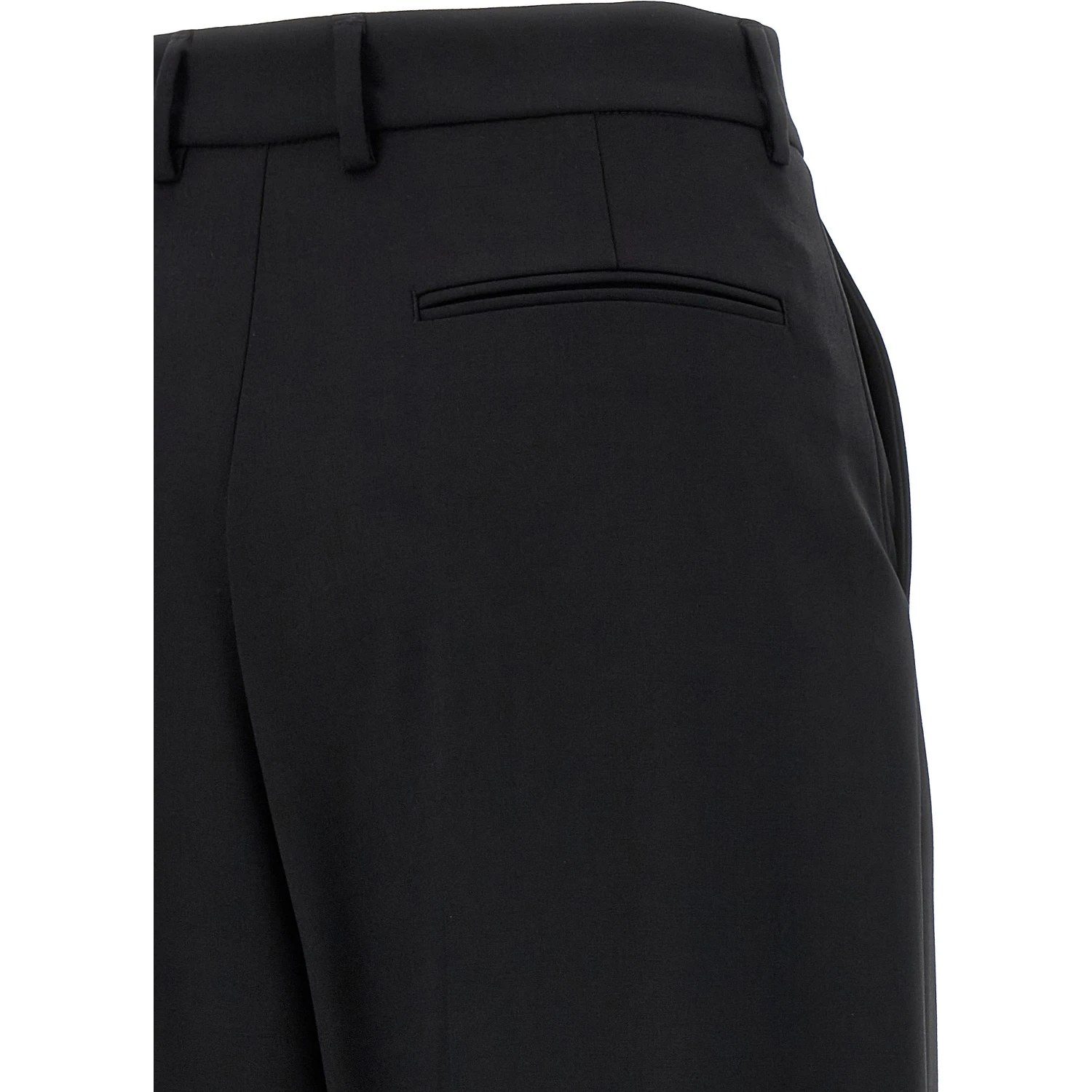 Black Virgin Wool Casual Pants