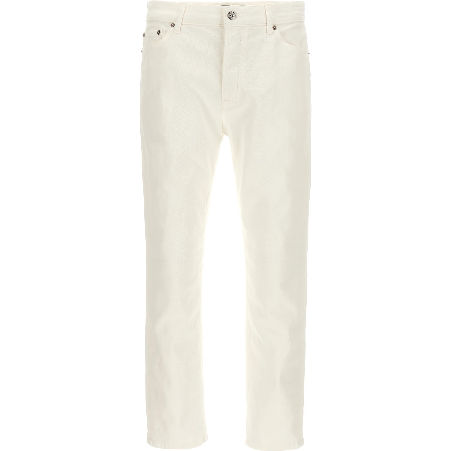 White Cotton Straight-Leg Jeans